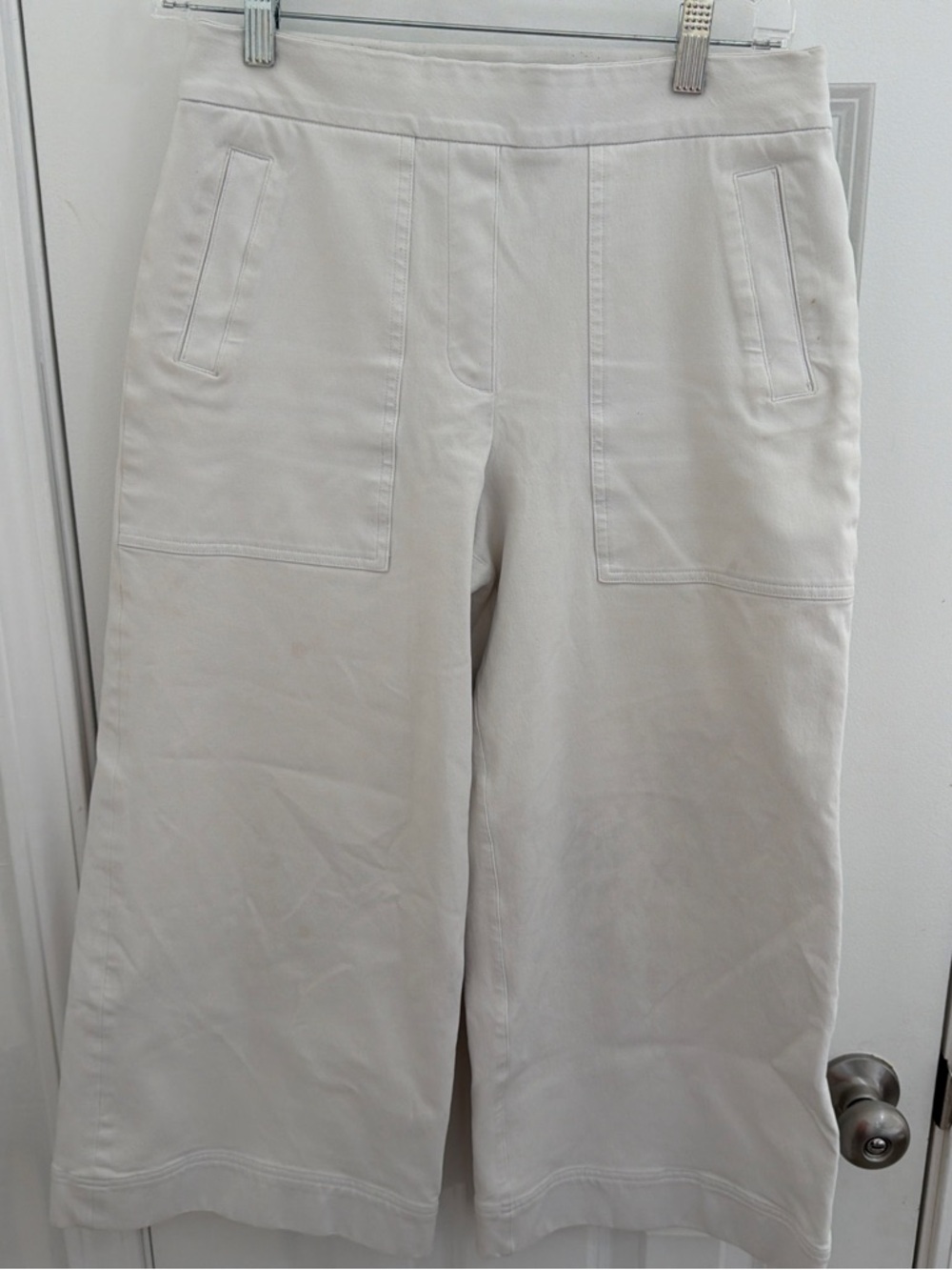 SPANX Cream Wide-Leg Cropped Pants